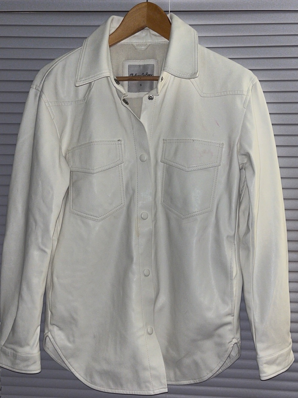 Chelsea DeBoer by Lily & Lottie Faux Leather Shirt Jacket Ivory Cream - Size S